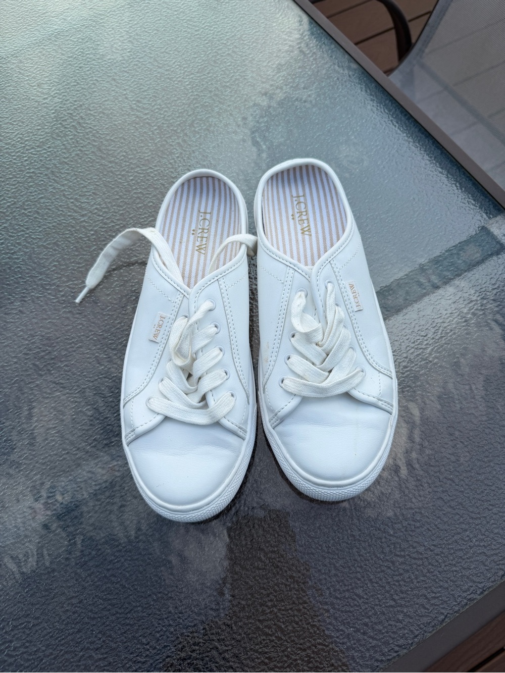 J. Crew White Slip-On Lace-Up Sneakers